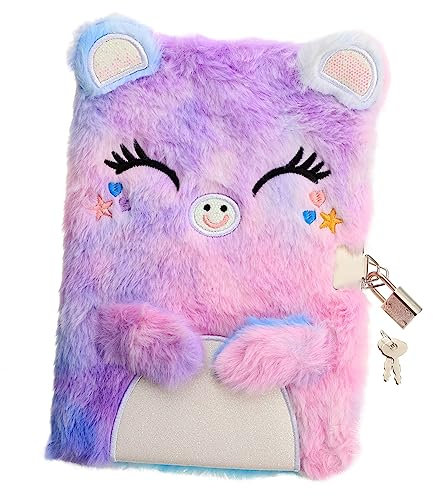 JUMPLAWN Plüsch-tagebuch Mit Schloss Für Mädchen Adorable Schreibnotizbuch Farbenfrohes Design Für Kleine Prinzessinnen Für Schule Und Reisen