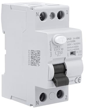 Disjoncteur différentiel 63A 30ma Interrupteur différentiel 2P type A Disjoncteurs électriques AC 220V, Schützt persönliche Sicherheit und verhindert Geräteausfälle aufgrund von Kriechstrom.