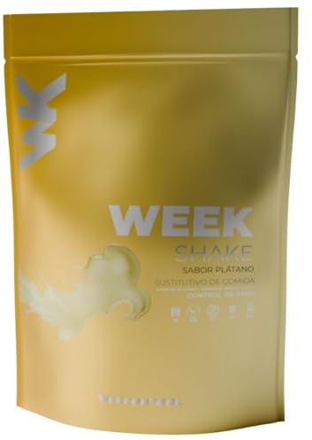 Weekontrol Batido Sustitutivo de Comida Week Shake con Alto Porcentaje de Proteína Vegetal para Mantener Peso. Batido Saciante en Variedad de Sabores (600gr (1 unidad), Plátano)