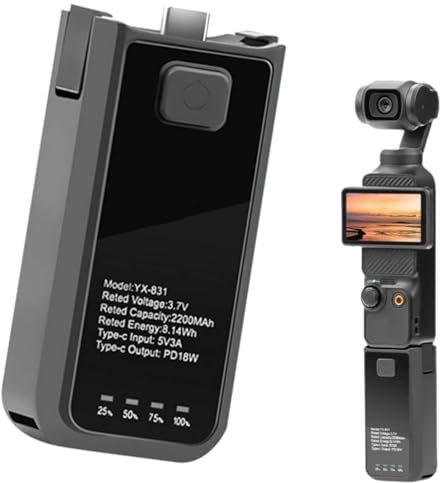 Mobile Power 18W Schnelllade-Powerbank für D-JI Osmo Pocket 3 Plug and Play Handheld Erweiterter Batteriegriff, Tragbarer Powerbank Stick Zubehör, Batteriegriff Griff für Osmo Pocket 3