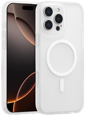 RALEAVO for iPhone 16 Pro Max Magnetic Case for Magsafe Cover, White | For iPhone 16 Pro Max Compatible with Magsafe Phone Case, Translucent Hard PC Shockproof Protective Slim Case for Men & Women