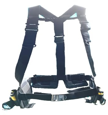 AKM SPORTS Professional Diving Weight Harness System, Adjustable Universal Fit, Black with Yellow Safety Pockets, Quick-Release Ditch System for Scuba Diving