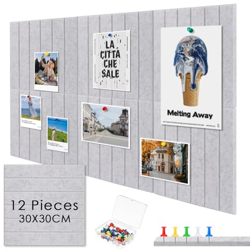 120 x 90cm Große Pinnwand Filz Selbstklebend - 0,9cm Dick Faltbare Pinnwand aus Filz - Dekoration Fototafel Memotafeln für Büro, Homeoffice & Kinderzimmer (Silbergrau)