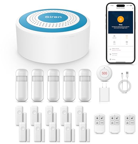 XNH 20 PCS Wireless Home Security Systems– No Monthly Fee, App & Smart Voice Control (Alexa & Google), DIY Installation, Door/Window & Motion Sensors, Compatible with Smart Life & Tuya Apps