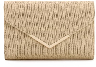 Jywmsc Bolsos de Mano de Paja para Mujer Bolso de Playa de Verano Bolso de Mano de Noche Tejido Tipo Sobre para Vacaciones