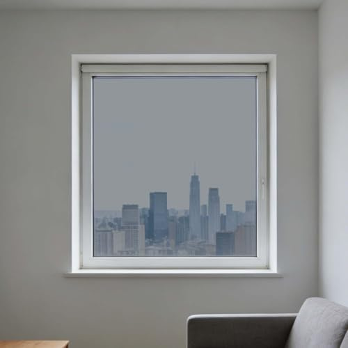 Sonnenschutzfolie 125 x 120 cm mit UV Schutz Und Hitzeschutz Spiegelfolie Fensterfolie Innen Oder Außen für Büro Und Haus, Doppelseitiges Silber