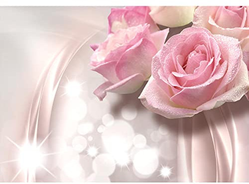 Runa Art Fototapete Blumen 3D Rose 352 x 250 cm Vlies Tapeten XXL Moderne Wandtapete Wohnzimmer Schlafzimmer Rosa 9129011b