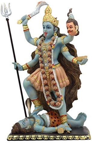 Atlantic Collectibles Dekofigur Mahavidya Devi Kali mit abgetrenntem Kopf des Egos, 22,9 cm hoch, in lebendigen Farben, Hindu-Göttin der Zeit und des Todes