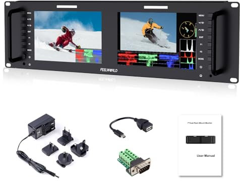 FEELWORLD D71 Plus Rack Kamera Monitor Pro Broadcast Dual 7 3RU Ultra HD 1280x800 Feld Video LCD IPS Bildschirm 800:1 Hoher Kontrast mit HDMI SDI AV Ethernet