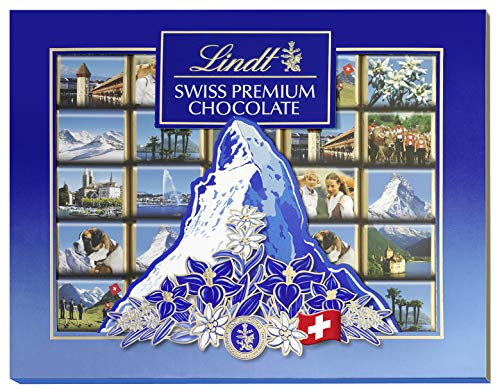 Lindt Schokolade Swiss Geschenkbox Napolitains | 142 g Napolitains | ca. 25 x Mini Schokoladentäfelchen aus feinster Vollmilchschokolade | Schokoladentafel | Schokoladengeschenk
