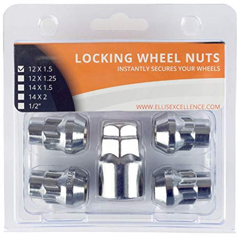 Ellis Excellence Set of 4 Alloy Wheel Locking Nuts, M12 x 1.5
