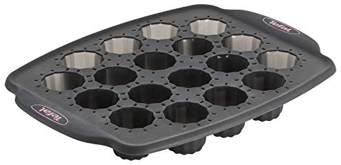 Tefal Crispybake Moule 18 mini cannelés, 100 pourcent Silicone haute qualité, Résistance, Cuisson parfaite, J4171214, Noir, 29 x 21 cm