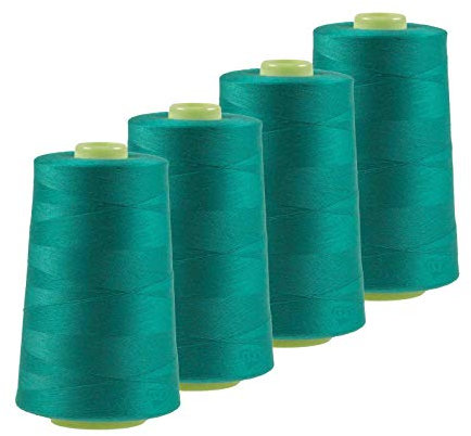 4 x 4572m Qualitäts Overlock-Garn Oeko-Tex Overlock-Nähgarn Farben 581 bis 620, Farbe:A614 türkisblau