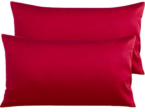 NTBAY 2 Pack 500 Thread Count 100% Egyptian Cotton Pillowcases, Super Soft Cozy and Breathable Envelope Closure King Pillow Cases, 50x90 cm, Red
