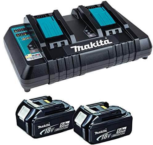 Makita BL1850 18V 2 x LXT 5.0ah Lithium-Ion Batteries With DC18RD Dual Port Charger