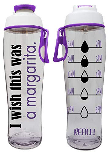 50 Strong BPA-freie wiederverwendbare Wasserflasche mit Zeitmarkierung, 850 ml (Margarita Wishes)