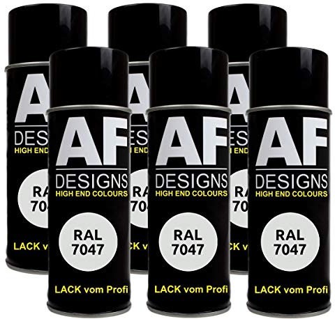 Alex Flittner Designs 6X Ral Pintura en Espray Pintura Coche Laca Colorida Lata de Aerosol RAL7047 Tele-Gris 4 Mate