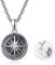 Collana con medaglione in argento Sterling con ciondolo a forma di bussola, ciondolo a forma di ricordo per donne, uomini e ragazze – 45,7 cm + 5,1 cm catena in argento e Argento