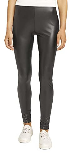 TOM TAILOR Denim Damen 1027557 Leggings In Fake-Leder-Optik, 14482 - Deep Black, M EU