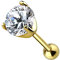 Piercingfaktor Piercing 585 Gold Stecker Knorpel Daith mit klaren Kristall Glitzer Ohr Cartilage Tragus Helix Ohrpiercing Barbell Stab Gelbgold 5mm