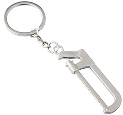 ARFUKA Keyring Zinc Alloy Saw Shaped Keyrchain Metal Mini Saw Pendant Key Chain Key Ring Gift Silver