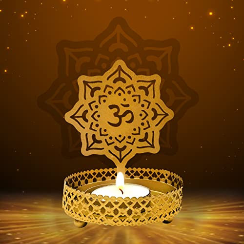 Deepawali Diya en forme d'Om pour la maison/le bureau Bougie chauffe-plat religieuse Articles de cadeau indiens