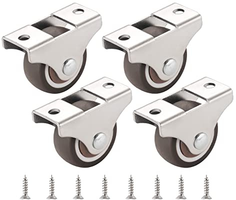 Suwooy 4 Stück Bockrollen Räder 25mm 32mm 35mm 50mm, Leise Gummi Möbelrollen, Transportrollen, Schwerlastrollen Rollwagen Werkbank Ersatzrollen Für Möbel, Schwenkrollen, Plattenrollen,25mm