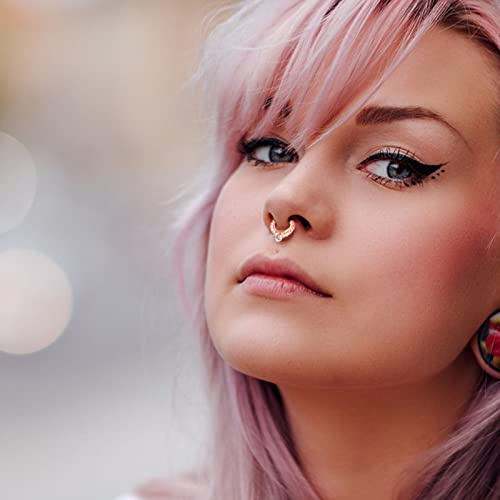 Wendalern Kristall Nase Ringe Reifen Gefälschte Septum Clicker Nase Ring Klar Cz Faux Nase Ringe Ohrringe Rose Gold Nicht Durchbohrt Nase Reifen Körperschmuck Für Frauen Teenager Mädchen