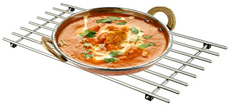 KHAPALWAK Stainless Steel Trivet with Rubber Feet, Heat-Resistant Steel Dining Protector Modern Metal Trivet for Kitchen Table, Trivets for Hot Dishes, Bowls, Utensils,