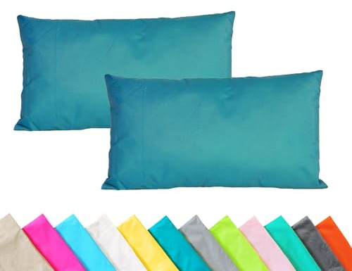 JACK 2er Set Outdoor Kissenhülle Kissenbezug 30x50cm Wasserfest Sitzkissen Lounge Kissen Garten Stuhl Lotus Effekt, Farbe:Petrol