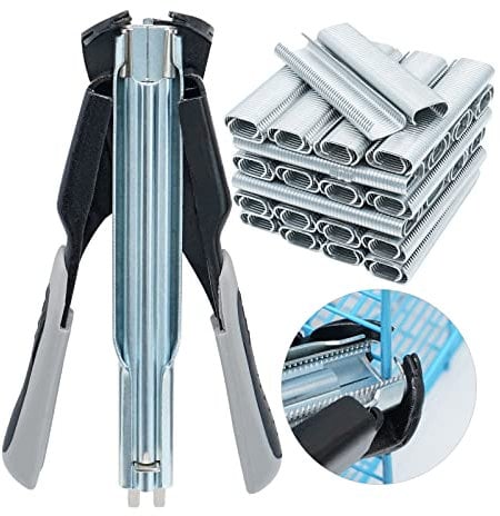 Pince Pour Grillage Pince à Tirelire Automatique Multifonctionnelle Avec 2500 C-Clips Convient Pour Cages D'éLevage,Cages Pour Animaux de Compagnie,SièGes de Voiture,Outils de RéParation de ClôTures