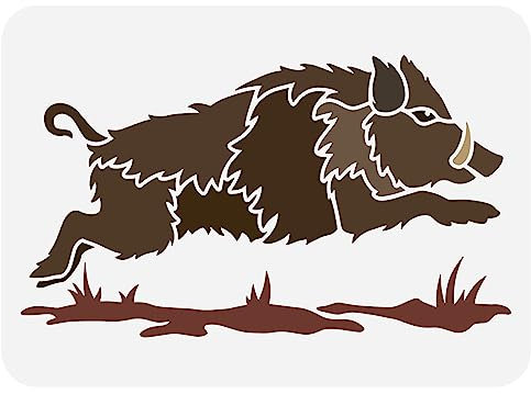 FINGERINSPIRE Wildschwein Malschablone 29.7x21 cm Wiederverwendbar Laufendes Schweinchenmuster Zeichenvorlage Kunststoff Ausgehöhlte Schablone Zum Malen An Wänden Holzmöbeln Heimdekoration