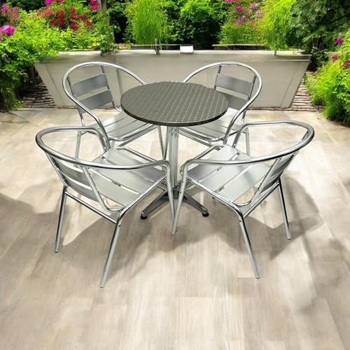 Aluminium Garden Furniture Set, Aluminium Bistro Furniture, 4 x Chairs, 1 x Table