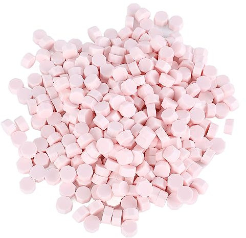 Tissting 725 Stück Siegelwachs Perlen Set 250g Vintage Siegel Wachssiegel Achteckige Wachsperlen für Briefumschläge, Hochzeit Karten, DIY Geschenkbox Dekoration(Rosa)