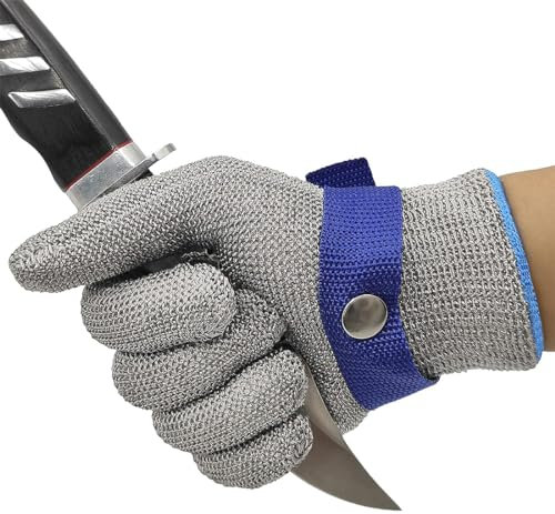 Schnittschutzhandschuhe, Schnittschutz Handschuhe, Edelstahl Draht Metall Mesh Arbeitshandschuhe, für Metzger Küche Austern Shucking, Fleisch Schneiden, Holzschnitzen, Garten (L)