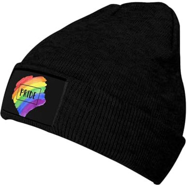 KWQDOZF LGBT-Gay-Pride-Beanie-Mütze, Chemo-Mütze, Krebs-Kopfbedeckung, Totenkopf-Mütze, Slouchy-Beanie, gestrickte Totenkopf-Mütze für Damen und Herren