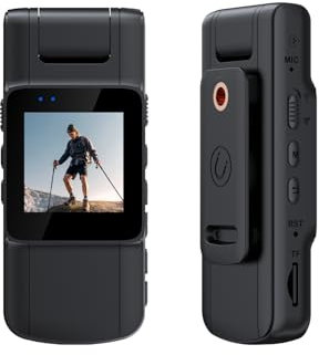 EVISTR 128GB 180° Rotate Mini Body Camera - 1080p Police Wearable Camcorder with Night Vision - Long Battery Life Audio Video Cam for Daily Records, Service Job, Collect Evidence