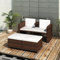 SECOLI Gartensofa Ausziehbar 2 Sitzer Rattan Lounge Sofa Rattansofa Balkonsofa Rattan Gartenmöbel Set Balkonmöbel Kleiner Balkon -Braun-Typ 2