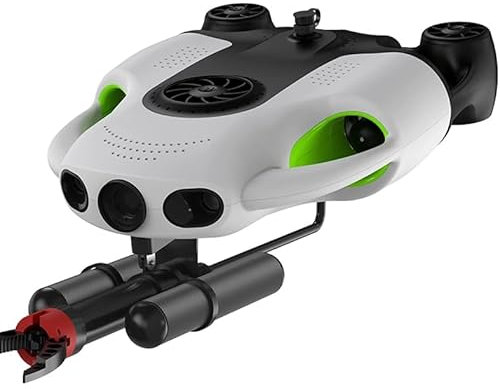 G camolech BW Space Pro Max 150M Underwater Electric Drone with Gripper Claw Diving Fish Finder 4K Underwater Camera ROV Robot Drone (White)