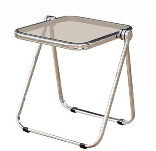 Acryl Beistelltisch Zusammenklappbar Acryl Couchtisch Klappbar Durchsichtig Nachttisch Freizeittisch Acryl Beistelltisch Arbeitszimmer Couchtisch Zuhause Büro Ausstellung(Size:41x36x44cm,Color:Grau)