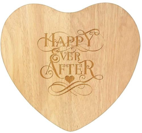 'Happy Ever After' Wooden Heart Shaped Chopping/Cutting Board (WB00080451)