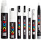 Posca Paint Marker Art Pens - Set of 7 Pens (PC-1MR, PC-1M, PC-3M, PC-5M, PC-8K, PC-17K, PCF-350 - White Ink