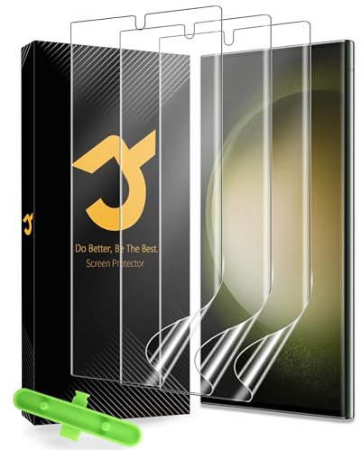 3+1 For Protection pour Samsung Galaxy S23 Ultra 5G 3 Pièces TPU Protection ecran, Avec Cadre d'Installation 1 Pièces, Sans Bulle, Compatible avec d'empreintes [Non-Verre]