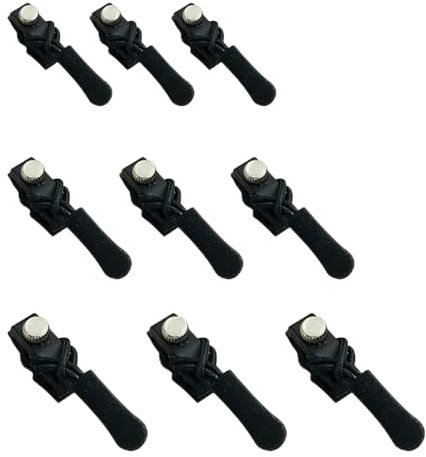 Yamobi 9 Stück Reißverschluss Zipper,Reparatur Reißverschluss Reparatur Set, 3 Größen Fix Reissverschluss Zipper, Abnehmbares Metall Zipper Pull für Reißverschlüsse (Schwarz)