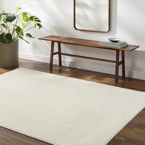 Livabliss Ambre Monaco Geometric Carpet 140x200 cm, Scandi Neutral Abstract Boho Design for Living Room, Dining & Kitchen, Easy Care Pile, Cream