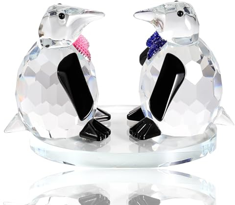 Arikyrist Crystal Penguin Figurines Ornaments Paperweight Gifts for Women | Glass Pair Penguin Ornament Paperweight Animal Collectible Presents on Birthday Christmas Wedding Anniversary Valentine's