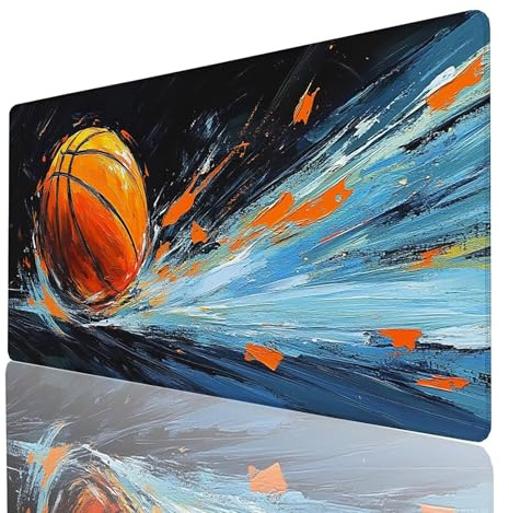Mauspad Farbe, Gaming Mauspad XXL 120x60x0.3cm, Großes Schreibtischunterlage Basketball, Mousepad Rutschfeste Wasserdichte Verbessert Geschwindigkeit und Präzision, für Büro Gaming Tisch Deko GYL-3959