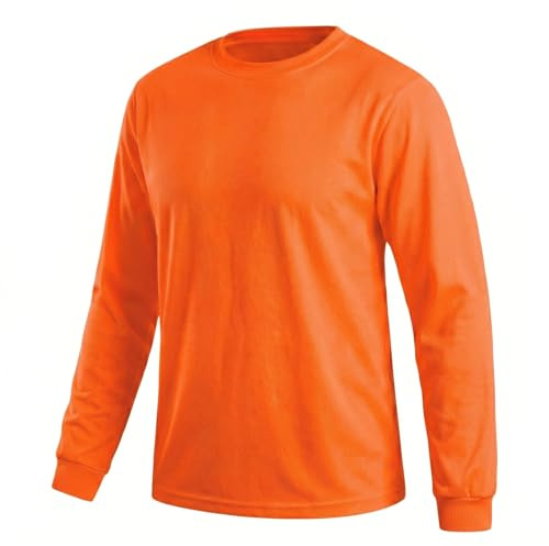 HYCOPROT High Visibility Shirts Long Sleeve Safety Tops Crew Neck Reflective Workwear Sun Protection Construction Work Shirts for Men Women