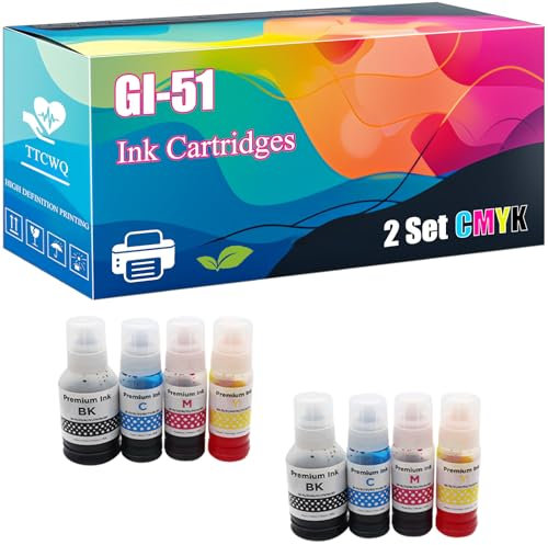 GI-51 Ink Cartridges Compatible with Canon G2520 PIXMA G2560 G3570 G1520 G3520 G2320 G3560 Pixma G3571 G4570 Printers, High-Yield Ideal for High-Volume Printing (2 Set)