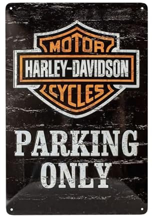 Harley-Davidson Parking Only + Harley-Davidson Only – Geschenkidee für Motorrad-Fans, lustiges Metall-Blechschild, Vintage-Kunst-Poster, Plakette, Wanddekoration, Bar, Café, Garage, 20 x 30 cm